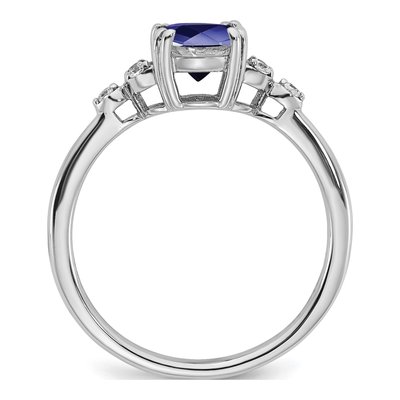 Sterling Silver 1/20 ct tw Lab-Created Sapphire & Diamond Ring – view 3