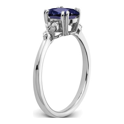 Sterling Silver 1/20 ct tw Lab-Created Sapphire & Diamond Ring – view 4