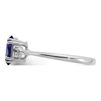 Sterling Silver 1/20 ct tw Lab-Created Sapphire & Diamond Ring – view 5