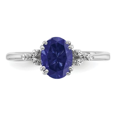 Sterling Silver 1/20 ct tw Lab-Created Sapphire & Diamond Ring – view 6