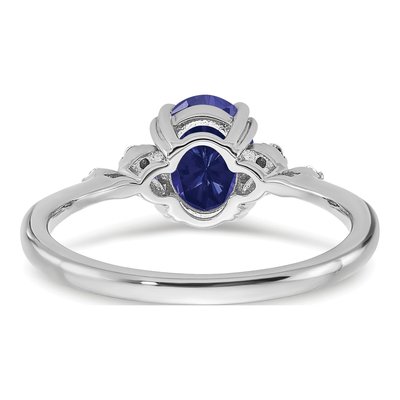 Sterling Silver 1/20 ct tw Lab-Created Sapphire & Diamond Ring – view 7