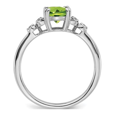 Sterling Silver 1/20 ct tw Peridot & Diamond Ring – view 3