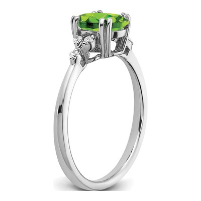 Sterling Silver 1/20 ct tw Peridot & Diamond Ring – view 4