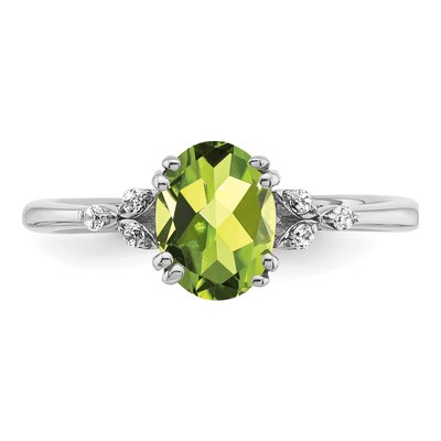 Sterling Silver 1/20 ct tw Peridot & Diamond Ring – view 6