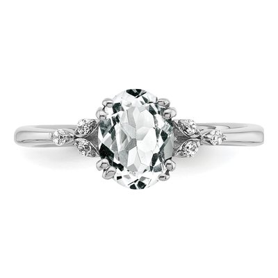 Sterling Silver 1/20 ct tw White Topaz & Diamond Ring – view 5