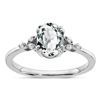 Sterling Silver 1/20 ct tw White Topaz & Diamond Ring