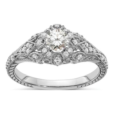 14K White Gold Diamond Engagement Ring Semi-Mount