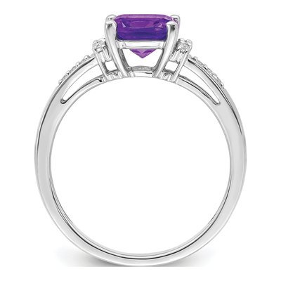 14K White Gold 1/10 ct tw Amethyst & Diamond Cushion Ring – view 2