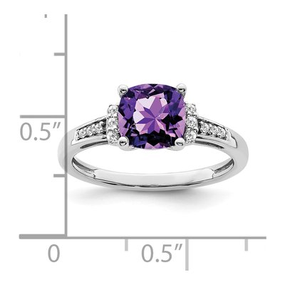 14K White Gold 1/10 ct tw Amethyst & Diamond Cushion Ring – view 3