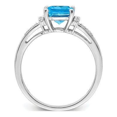 14K White Gold 1/10 ct tw Swiss Blue Topaz & Diamond Cushion Ring – view 2