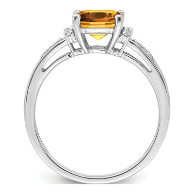 14K White Gold 1/10 ct tw Citrine & Diamond Cushion Ring – view 2