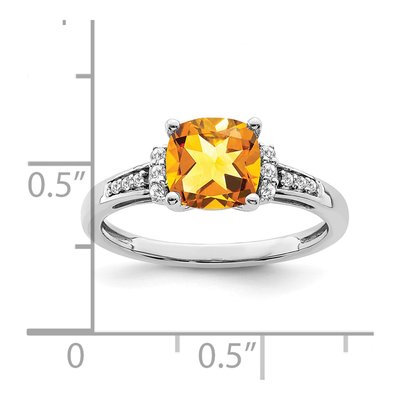 14K White Gold 1/10 ct tw Citrine & Diamond Cushion Ring – view 3