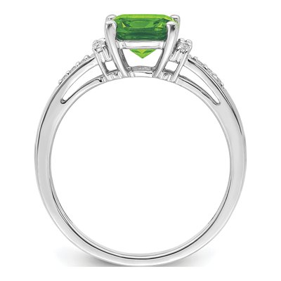 14K White Gold 1/10 ct tw Peridot & Diamond Cushion Ring – view 2