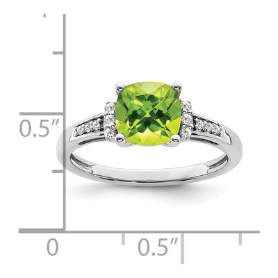 14K White Gold 1/10 ct tw Peridot & Diamond Cushion Ring – view 3