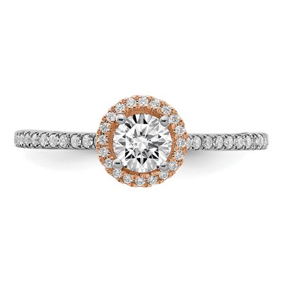 10K Two-Tone Gold 1/2 ct tw Lab-Grown Diamond Eternal Promise Halo Engagement Ring – view 4