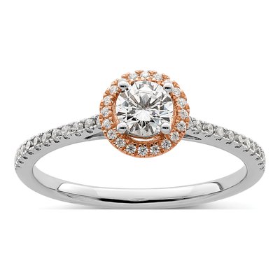 10K Two-Tone Gold 1/2 ct tw Lab-Grown Diamond Eternal Promise Halo Engagement Ring