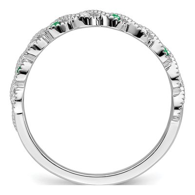 14K White Gold 1/15 ct tw Emerald & Diamond Twist Ring – view 2