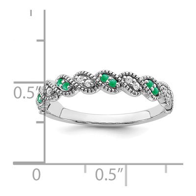 14K White Gold 1/15 ct tw Emerald & Diamond Twist Ring – view 3