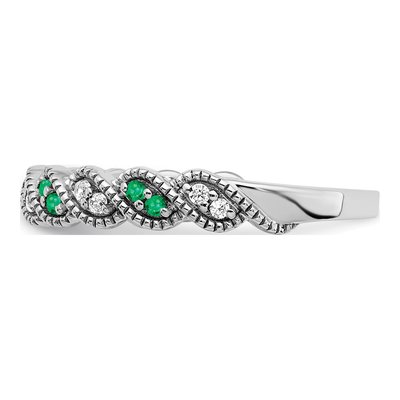 14K White Gold 1/15 ct tw Emerald & Diamond Twist Ring – view 4