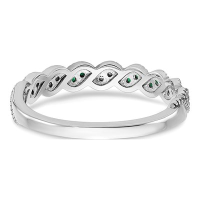14K White Gold 1/15 ct tw Emerald & Diamond Twist Ring – view 6