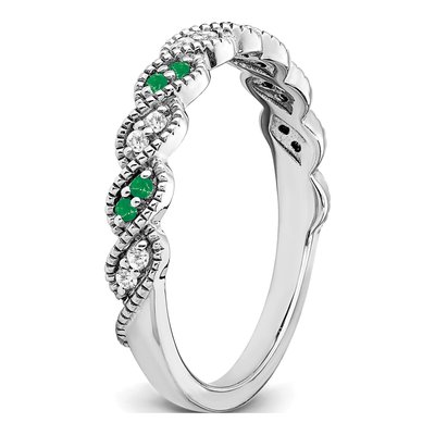 14K White Gold 1/15 ct tw Emerald & Diamond Twist Ring – view 7
