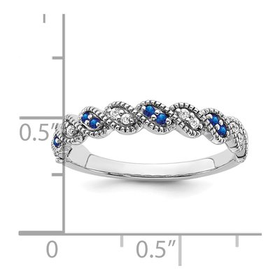 14K White Gold 1/15 ct tw Sapphire & Diamond Twist Ring – view 3