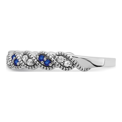 14K White Gold 1/15 ct tw Sapphire & Diamond Twist Ring – view 4