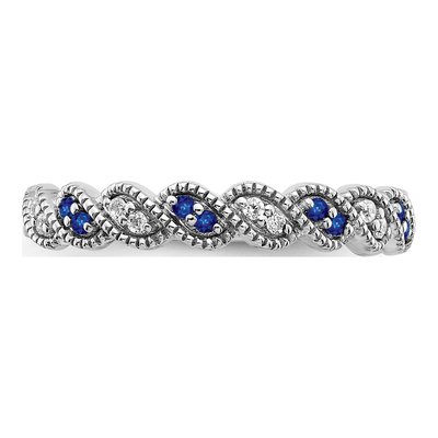 14K White Gold 1/15 ct tw Sapphire & Diamond Twist Ring – view 5