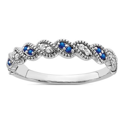14K White Gold 1/15 ct tw Sapphire & Diamond Twist Ring