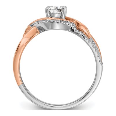 14K Two-Tone Gold Criss-Cross Diamond Engagement Ring Semi-Mount – view 3
