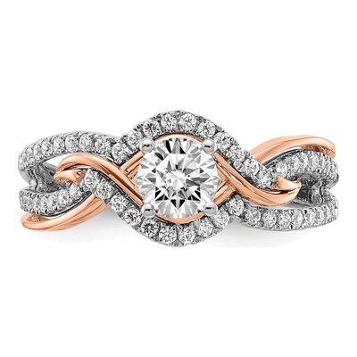 14K Two-Tone Gold Criss-Cross Diamond Engagement Ring Semi-Mount – view 5