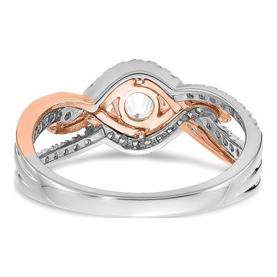 14K Two-Tone Gold Criss-Cross Diamond Engagement Ring Semi-Mount – view 6