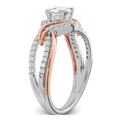 14K Two-Tone Gold Criss-Cross Diamond Engagement Ring Semi-Mount – view 7