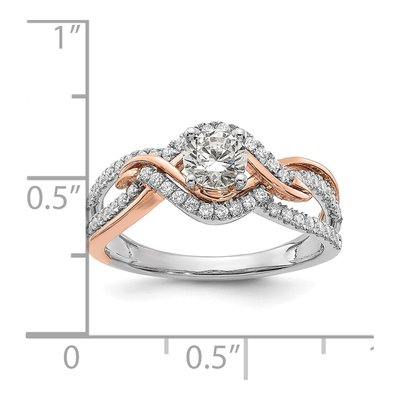 14K Two-Tone Gold Criss-Cross Diamond Engagement Ring Semi-Mount – view 8