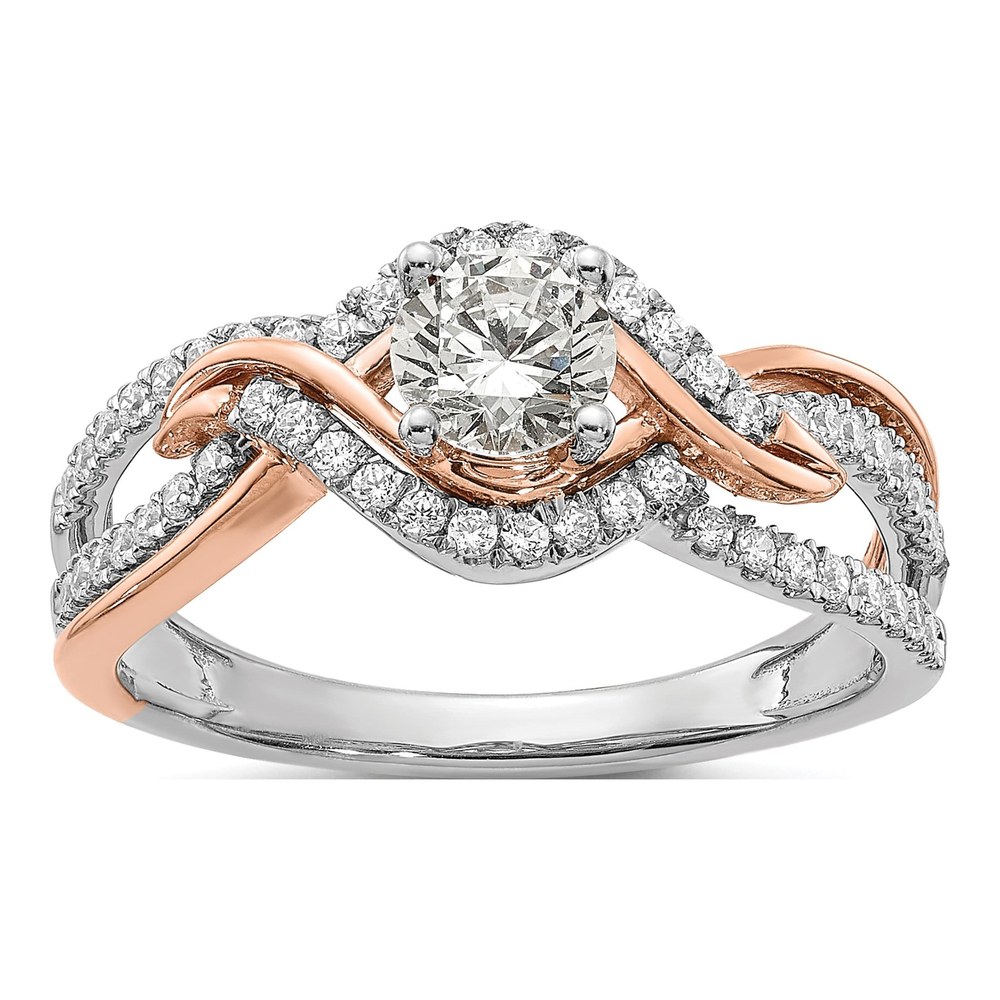 14K Two-Tone Criss-Cross Diamond Semi-Mount Engagement Ring