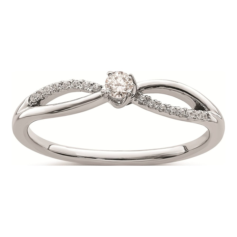 14K White Gold 1/8 ct tw Diamond Split Shank Promise Engagement Ring