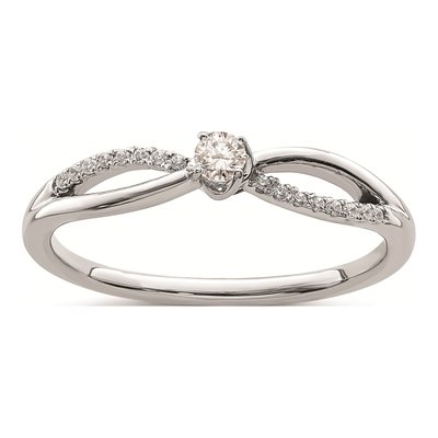 14K White Gold 1/8 ct tw Diamond Split Shank Promise Engagement Ring