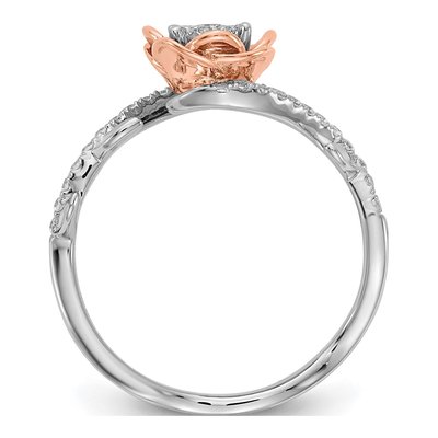 14K Two-Tone Gold 1/4 ct tw Diamond Floral Engagement Ring – view 3