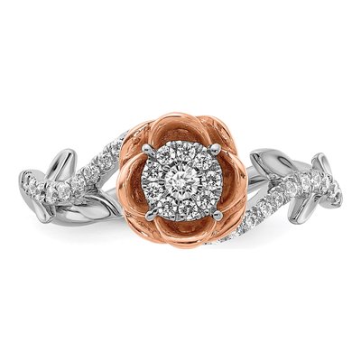 14K Two-Tone Gold 1/4 ct tw Diamond Floral Engagement Ring – view 5