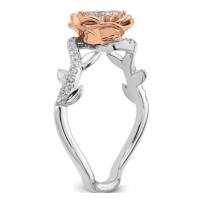 14K Two-Tone Gold 1/4 ct tw Diamond Floral Engagement Ring – view 7