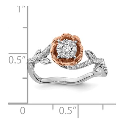 14K Two-Tone Gold 1/4 ct tw Diamond Floral Engagement Ring – view 8