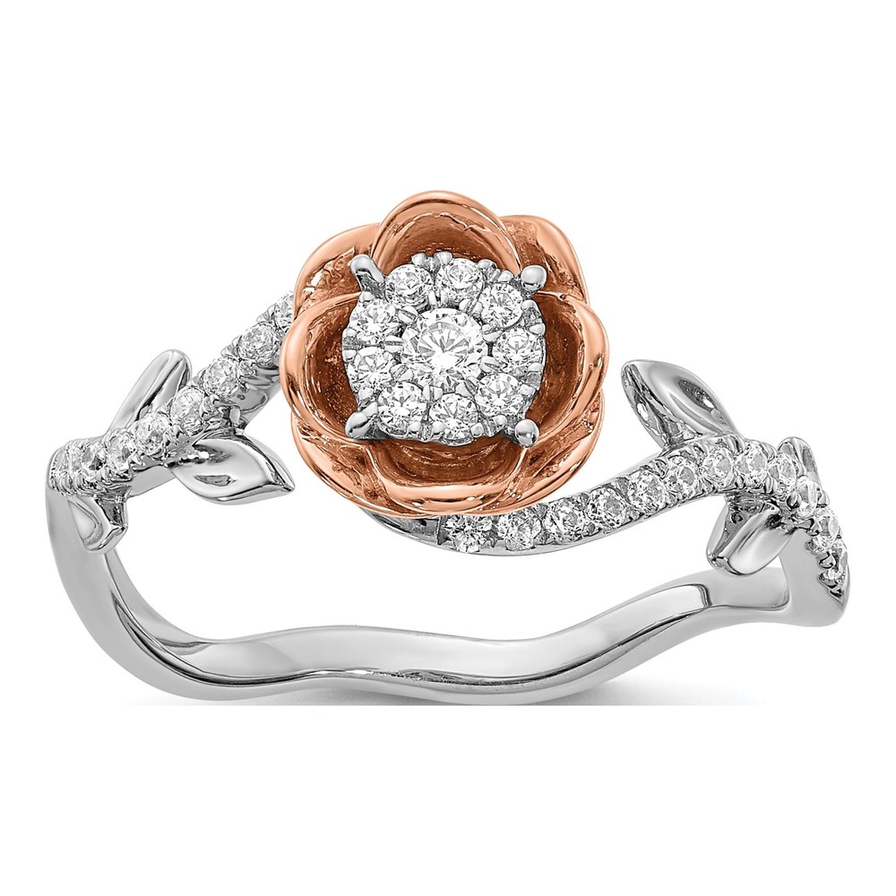 14K Two-Tone Gold 0.25 ct Diamond Floral Engagement Ring