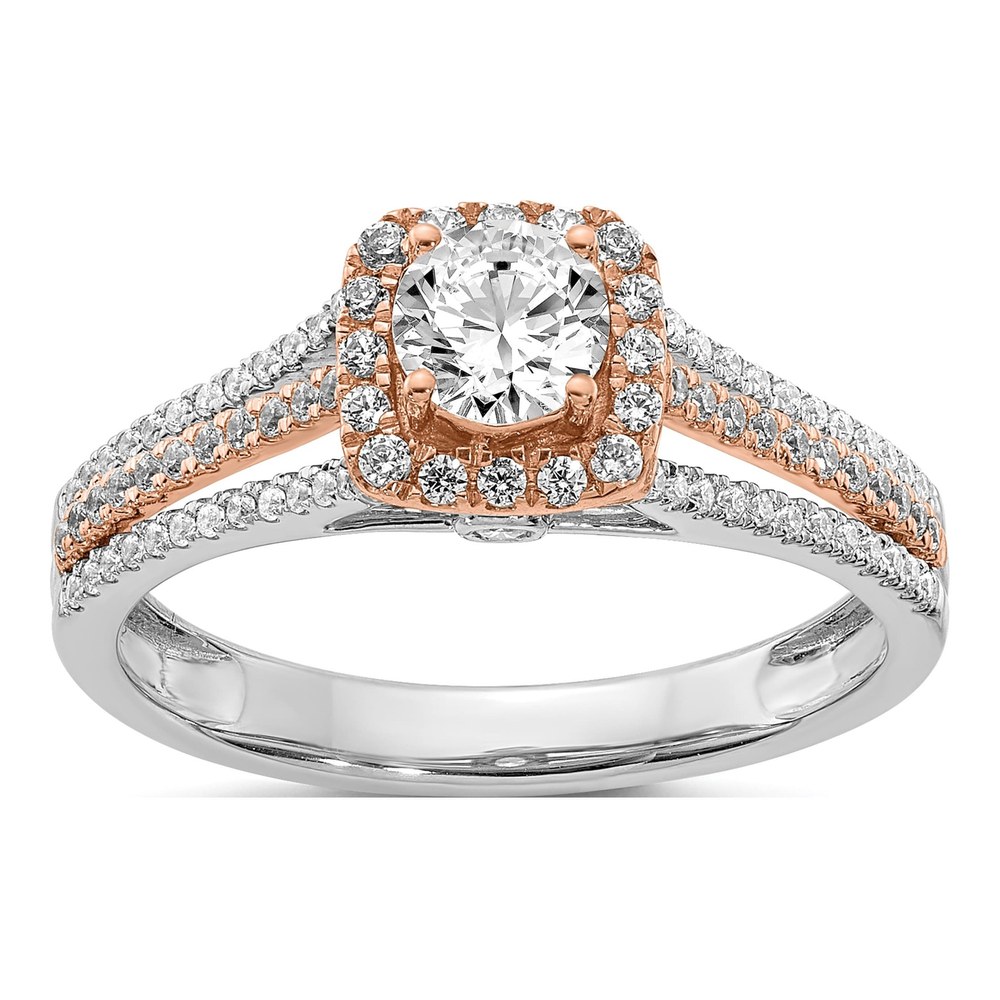 14K Two-Tone Gold Diamond Semi-Mount Engagement Ring
