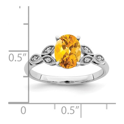 14K White Gold Citrine & Diamond Leaf Ring – view 4
