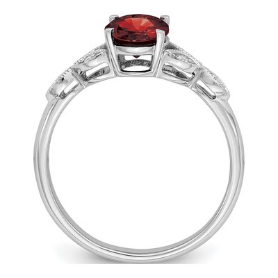 14K White Gold 1/20 ct tw Garnet & Diamond Oval Leaf Ring – view 2
