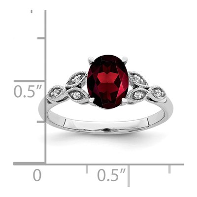 14K White Gold 1/20 ct tw Garnet & Diamond Oval Leaf Ring – view 3