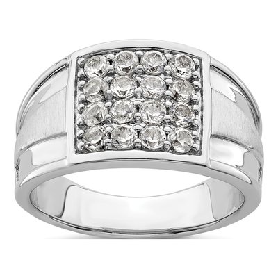 Men's 14K White Gold 1 1/2 ct tw Lab-Grown Diamond Cluster Ring