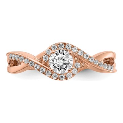 14K Rose Gold Criss-Cross Diamond Engagement Ring Semi-Mount – view 4