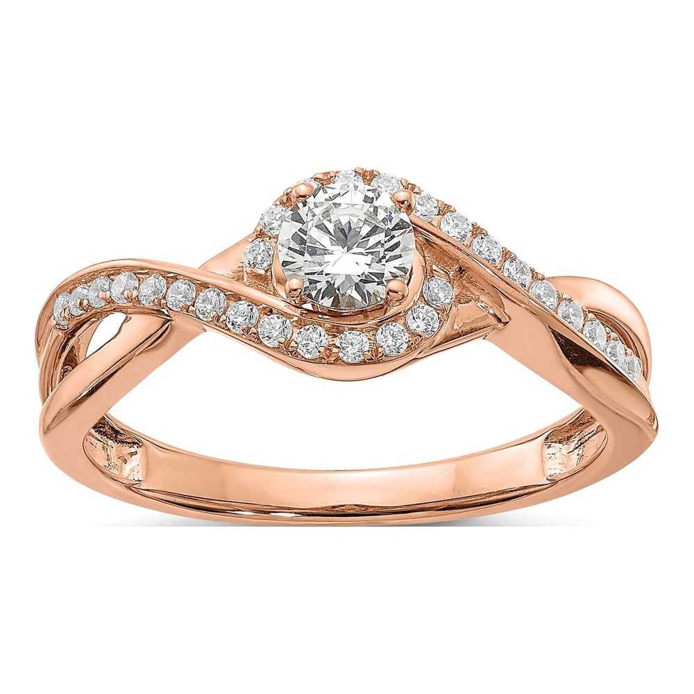 14K Rose Gold Criss-Cross Diamond Engagement Ring Semi-Mount