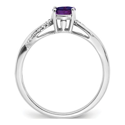 14K White Gold 1/20 ct tw Amethyst & Diamond Oval Ring – view 3